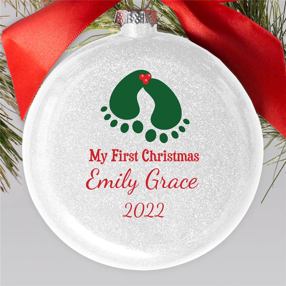 Baby Mistletoe Glass Ornament | Personalized Ornament | Personalized Baby Gifts