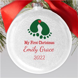 Baby Mistletoe Glass Ornament | Personalized Ornament | Personalized Baby Gifts
