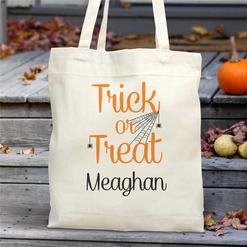 Personalized Trick Or Treat Canvas Tote Bag | Personalized Trick Or Treat Bags