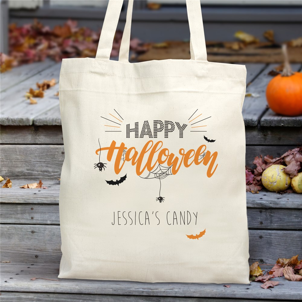 Happy Halloween Personalized Trick or Treat Tote Bag | GiftsForYouNow