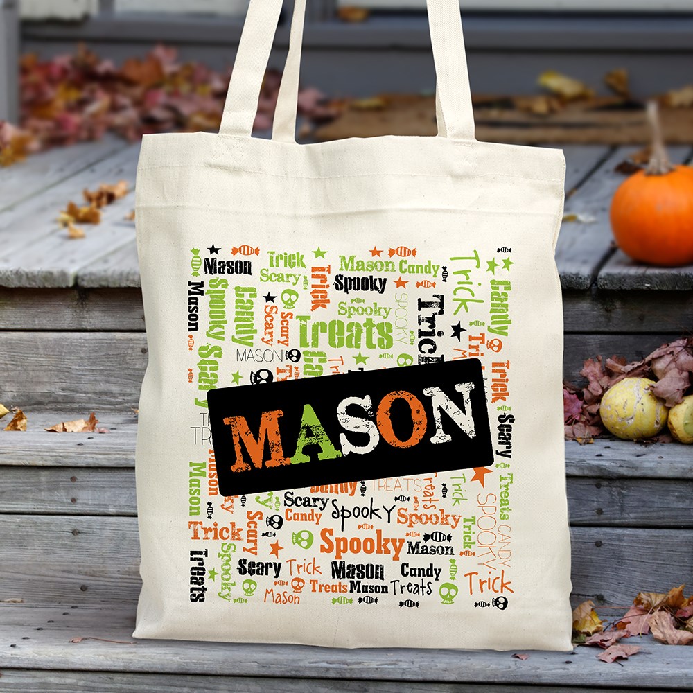 Halloween Word Art Tote Bag | Personalized Trick Or Treat Bags