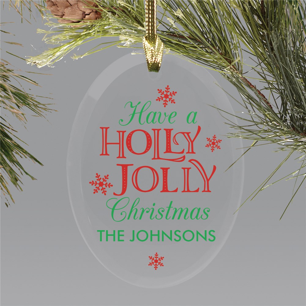 Holly Jolly Glass Ornament | Personalized Holly Jolly Ornament