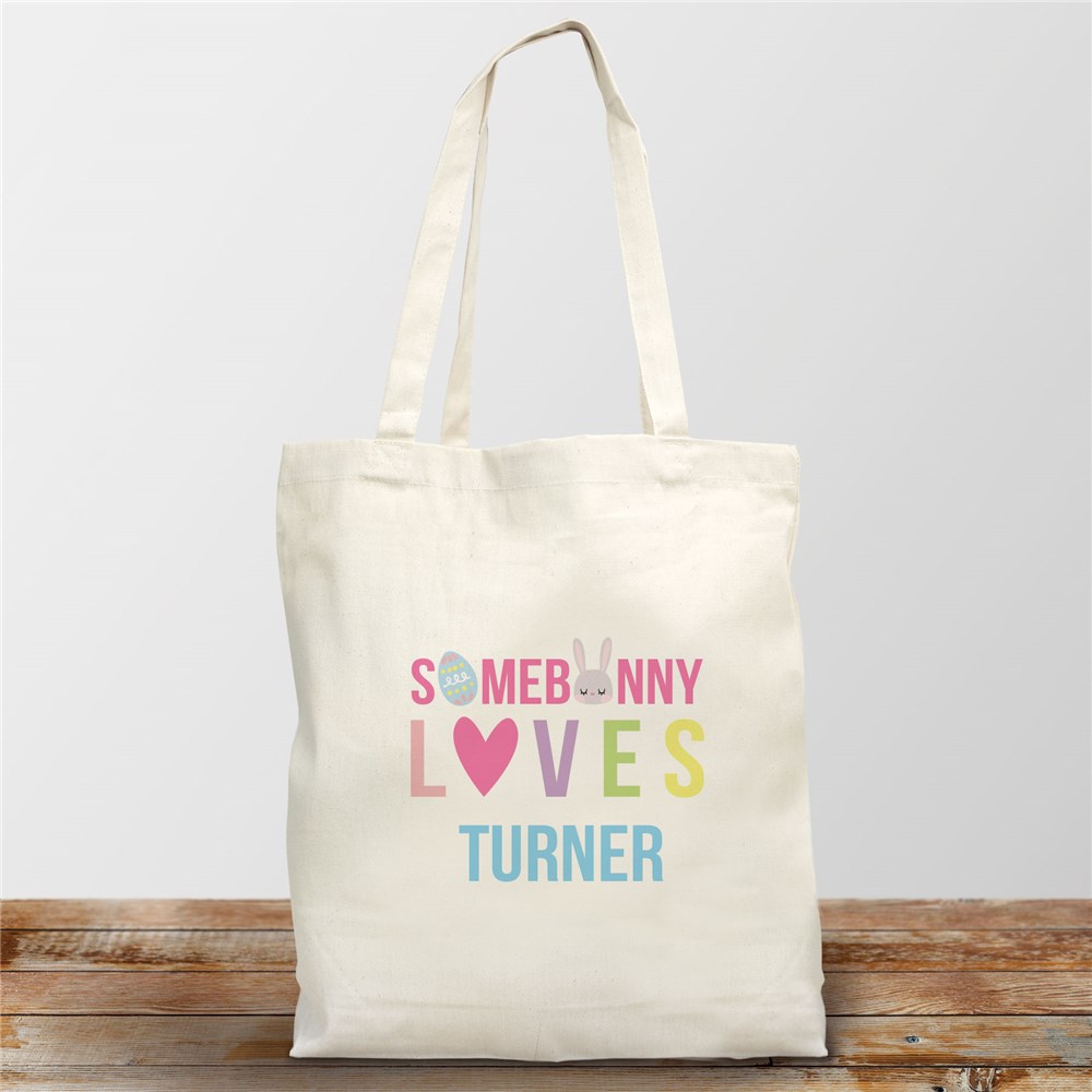 Personalized SomeBunny Loves You Easter Icons Tote Bag