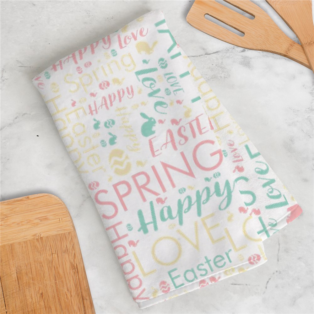 Word Art Personalized Easter Dish Towel GiftsForYouNow
