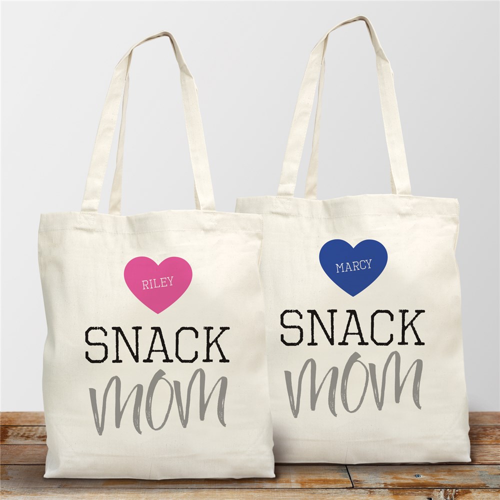 Personalized Snack Mom Canvas Tote Bag GiftsForYouNow