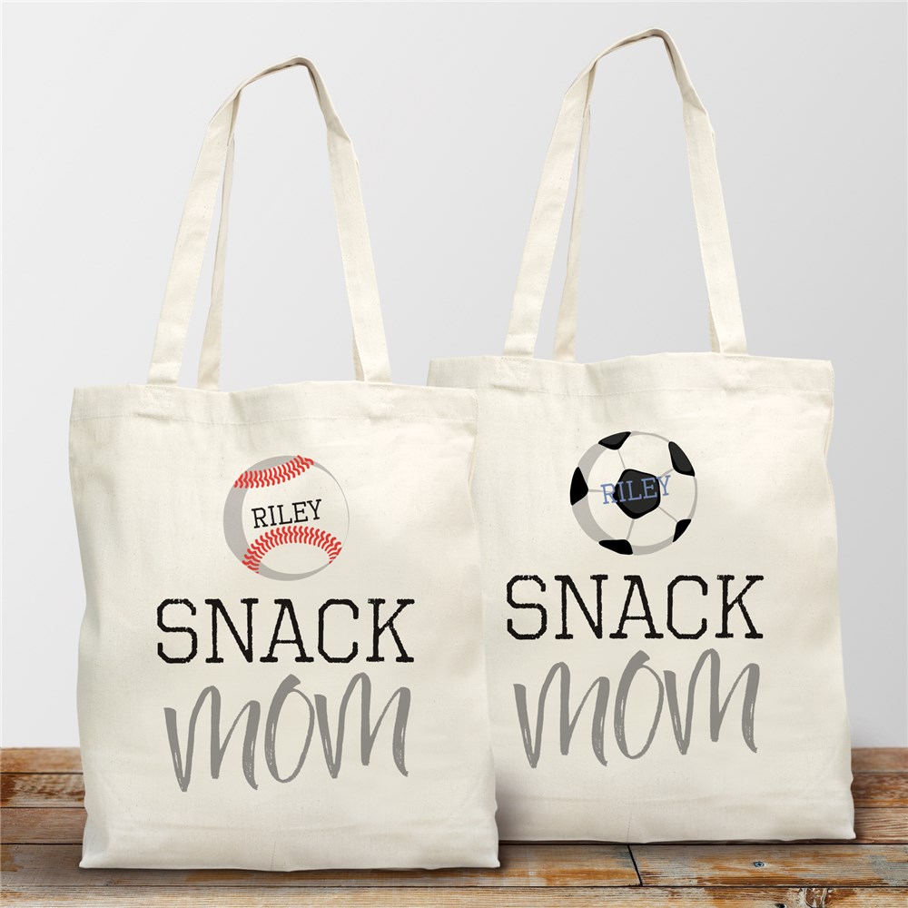 Sports Snack Mom Personalized Canvas Tote Bag GiftsForYouNow