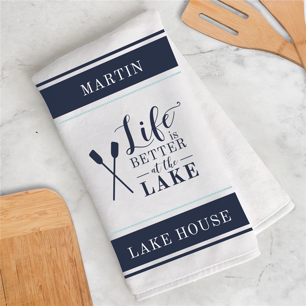 Lake House Dish Towel | Life is Better On The Lake Kitchen Towel