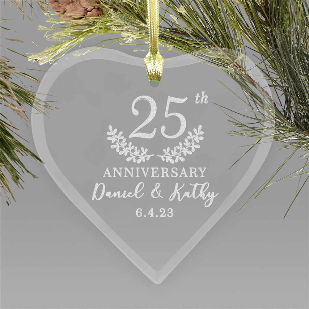 Engraved Heart-Shaped Anniversary Ornament