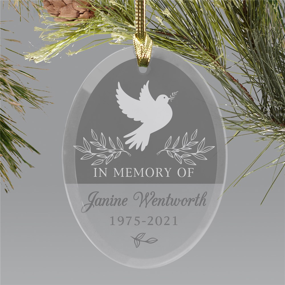 Personalized In Memory Of Dove Glass Memorial Ornament For Mom