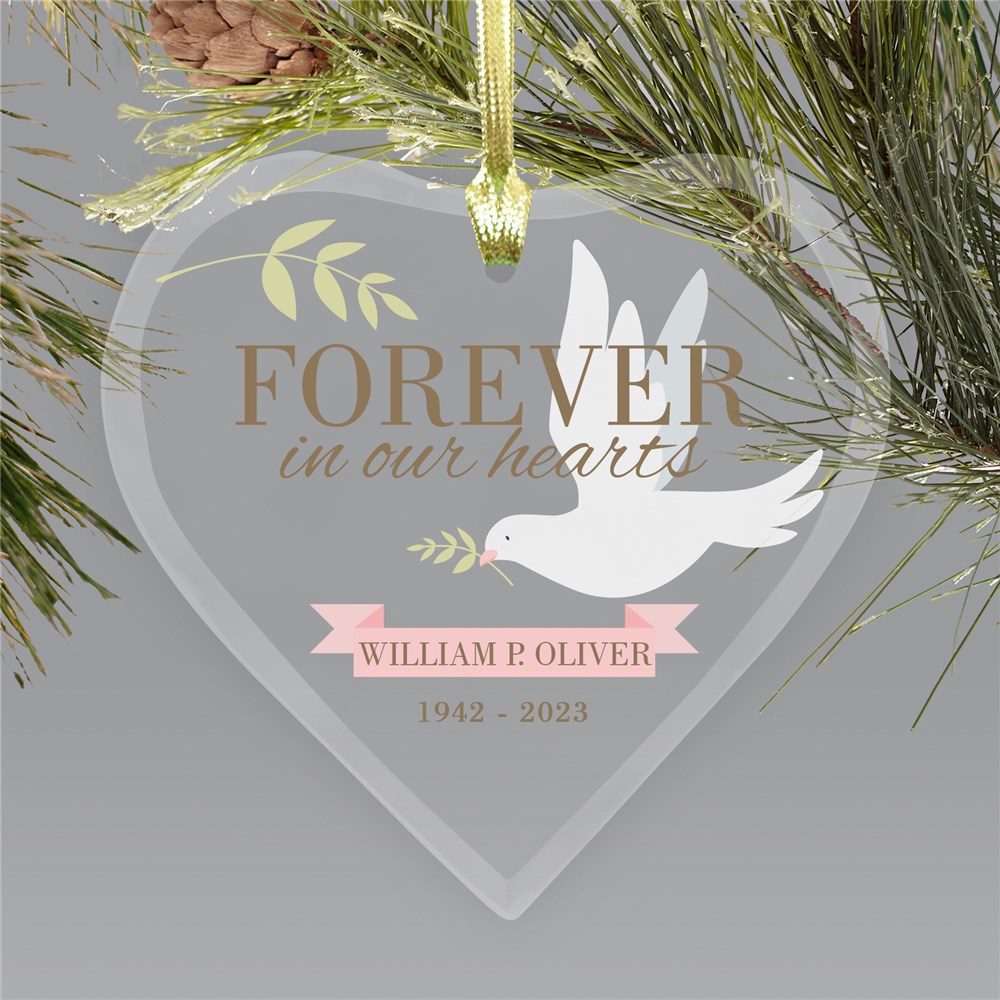 Memorial Ornaments | Dove Forever In Our Hearts Ornaments