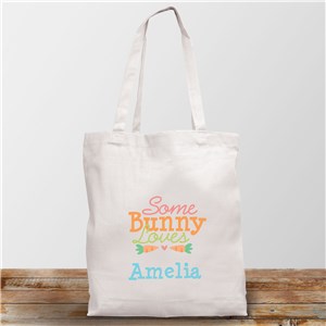 Personalized Somebunny Loves Me White Tote Bag 8160832WH