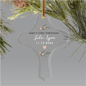 Personalized Baby's First Christmas Cross Ornament 