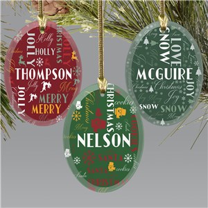 Holiday Word Art Glass Ornament