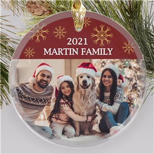 Personalized Family Photo Round Glass Ornament