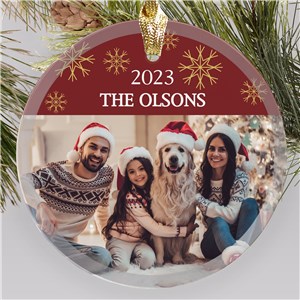 Personalized Family Photo Round Glass Ornament