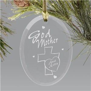 Godmother Personalized Oval Glass Ornament