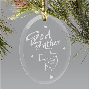 Godfather Personalized Oval Glass Ornament | Personalized GodFather Gifts