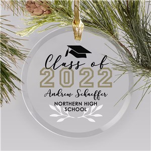 Personalized Class of Wreath Glass Graduation Ornament