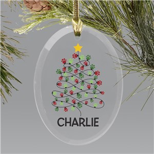 Personalized Christmas Tree Paw Print Ornament 