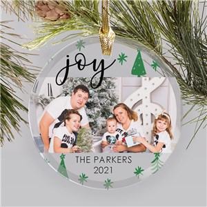 Glass Photo Ornament with Christmas Tree Design