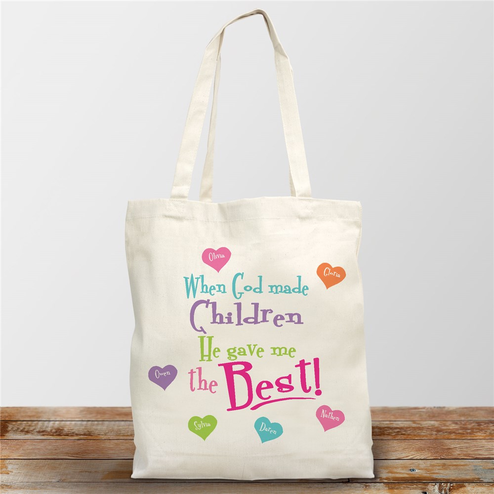 God Gave Me the Best Personalized Canvas Tote Bag | Grandma Gifts
