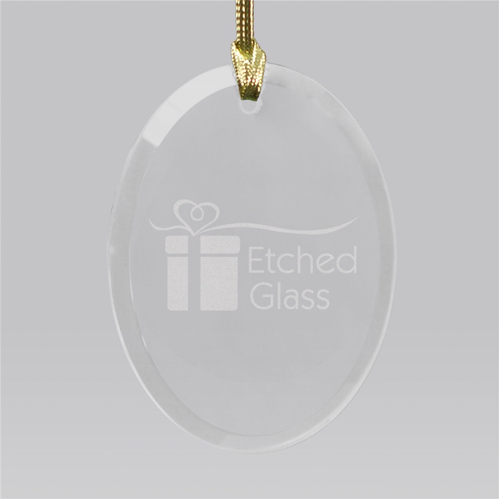 Engraved Christmas Glass Oval Ornament