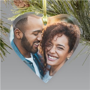 Personalized Photo Glass Heart Shaped Ornament