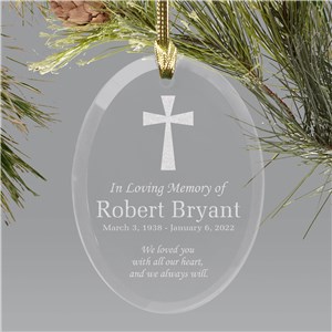 Engraved In Loving Memory Holiday Ornament | Glass