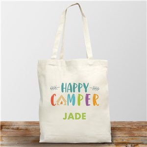 Personalized Happy Camper Canvas Tote Bag