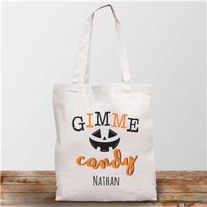 Personalized Gimme Candy Trick or Treat White Tote Bag 8200442WH