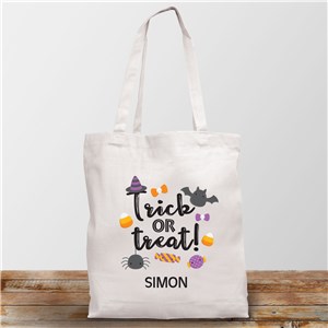 Personalized Halloween Trick or Treat White Tote Bag 8200512WH