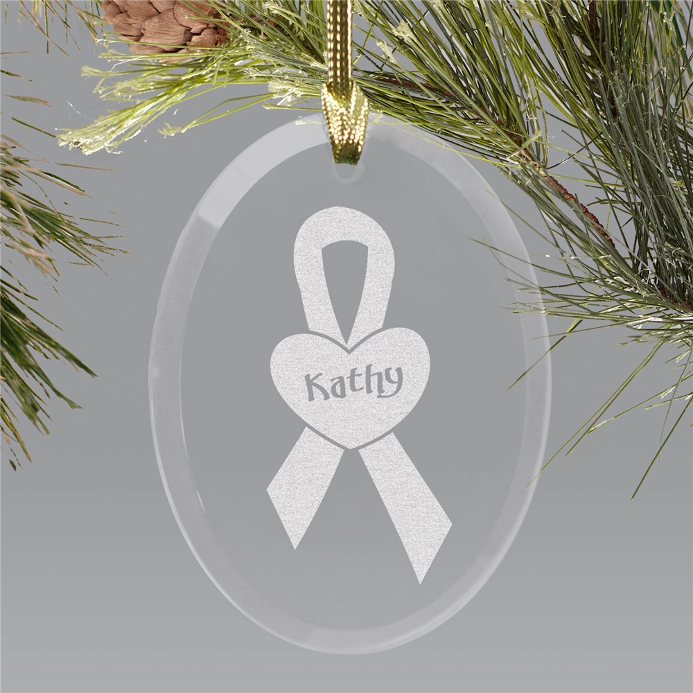 Glass Breast Cancer Awareness Ornament