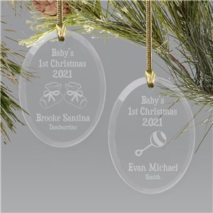 Baby's First Christmas Ornament | Glass Oval Ornament | Personalized Baby Ornaments