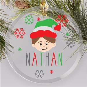 Personalized Christmas Characters Glass Round Ornament 8203184R