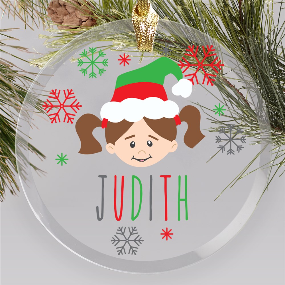Personalized Christmas Characters Glass Round Ornament