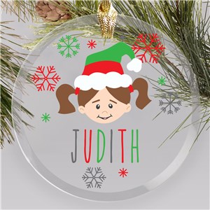 Personalized Christmas Characters Glass Round Ornament
