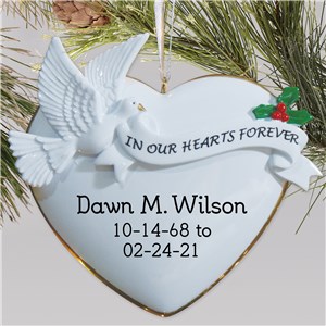 In Our Hearts Forever Memorial Ornament | Personalized Memorial Ornament