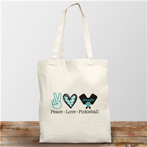 Personalized Peace Love Pickleball Tote Bag