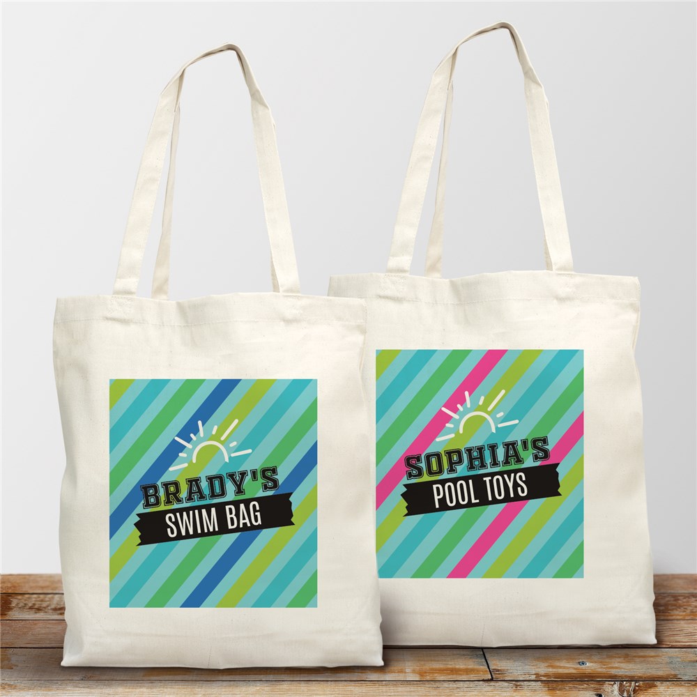 Personalized Color Stripes Tote Bag