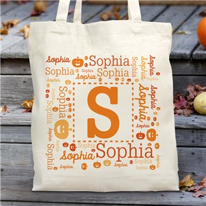 Personalized Halloween Initial Word Art Tote Bag 8217082