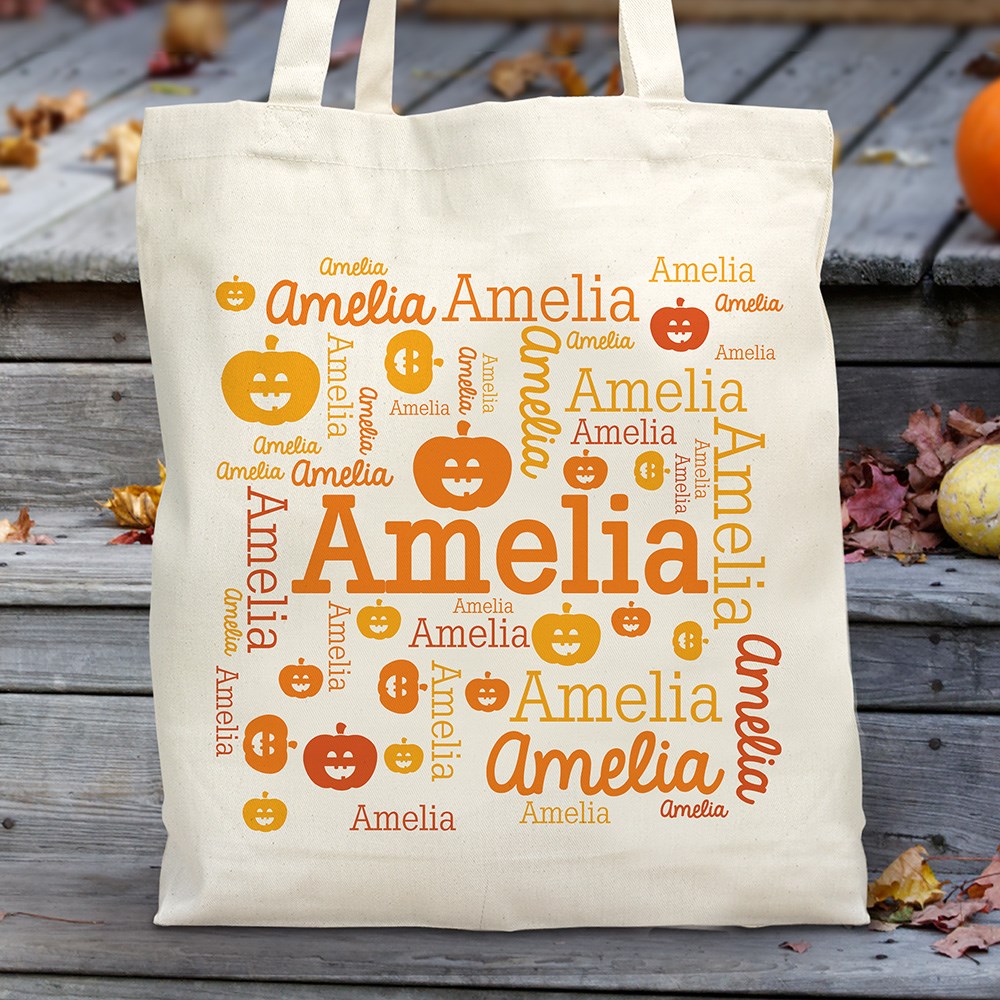 Personalized Halloween Name Word Art Tote Bag 8217092