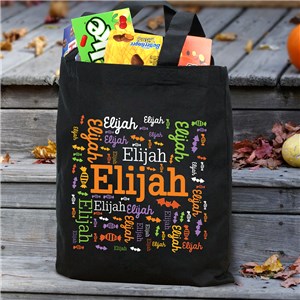Personalized Halloween Name Word Art Black Tote Bag 8217092BK