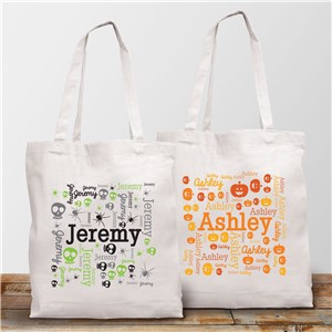 Personalized Halloween Name Word Art White Tote Bag 8217092WH