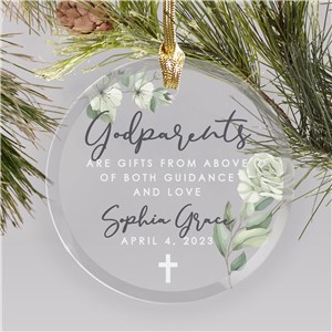 Personalized Round Glass Ornament For Godparents 