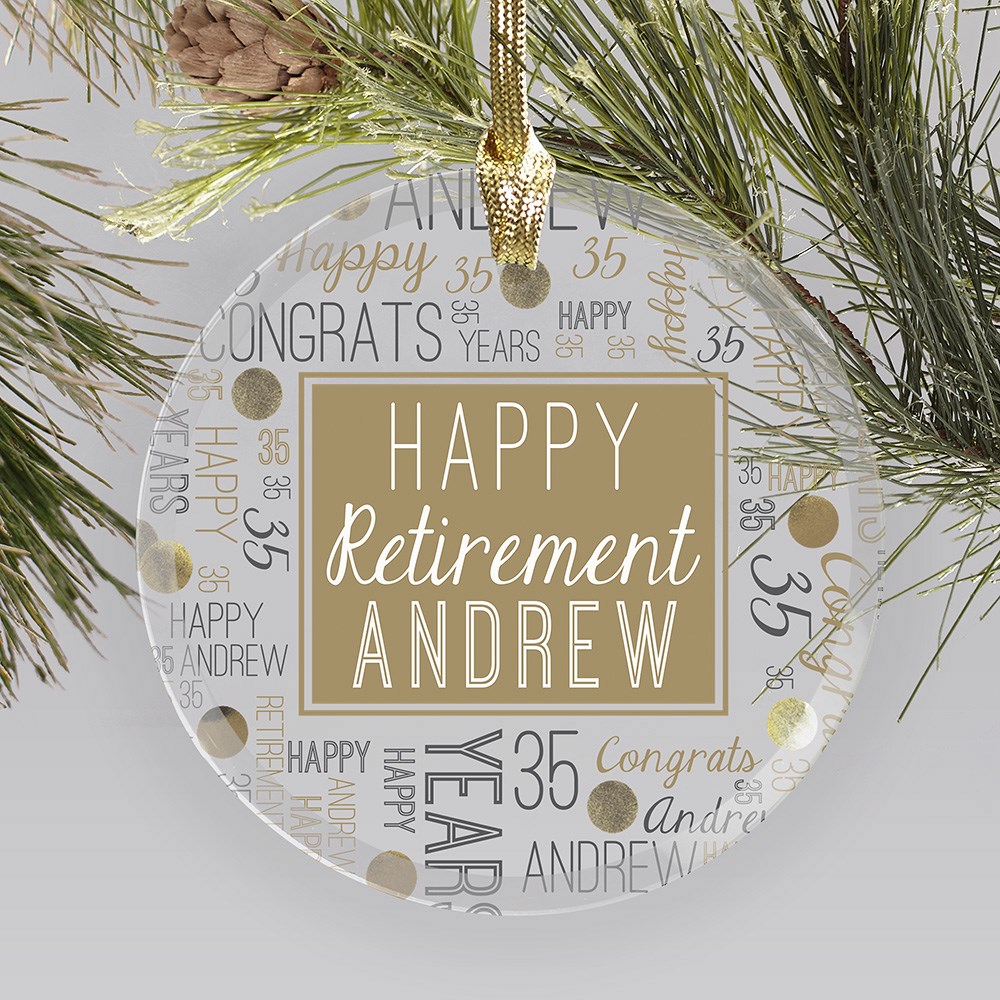 Custom Word Art Happy Retirement Christmas Ornament