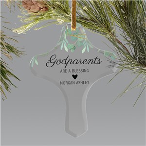 Personalized Godparents Blessing Glass Cross Ornament 8219454C