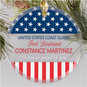 Custom Stars & Stripes American Flag Glass Ornament