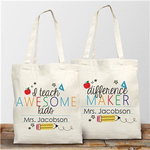 Personalized Colorful Teacher Tote Bag 8220472