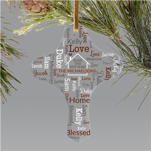 Bless This Home Personalized Glass Cross Ornament