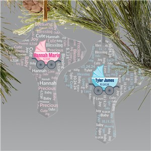 Personalized Baby Carriage Word Art Glass Cross Ornament 8220524C